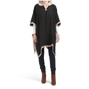 New Steve Maden Pink and Black Hooded Poncho​​​​​​​​​​​​​​​​​​​​​​